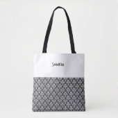 ハロウィンヴィンテージビクトリアンダマスク白いブロック名 トートバッグ (正面)