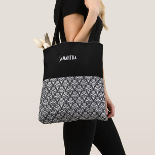 ハロウィンヴィンテージビクトリアンダマスク白いブロック名 トートバッグ