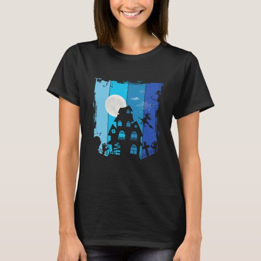 ハロウィンヴィンテージ幽霊のよく出ると不気味デザイン Tシャツ (正面)