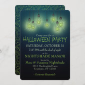 ハロウィンヴィンテージ白熱［赤熱］光を放つライト 招待状 (正面/裏面)