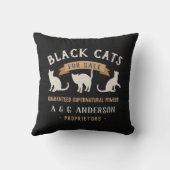 ハロウィンヴィンテージ黒猫パーソナライズされたたち クッション (裏面)