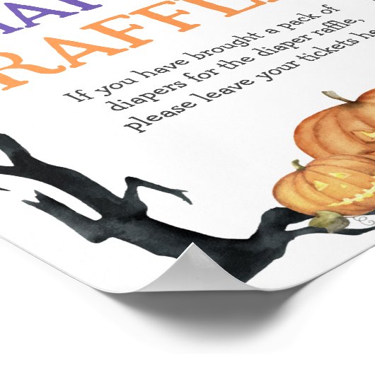 ハロウィン不気味おむつラッフルサイン水彩 ポスター (角)