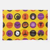 ハロウィン不気味おもしろいのお洒落可愛い黄色 キッチンタオル (横)
