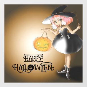 ハロウィン不気味かわいいお洒落魔女パープル ウィンドウサイン