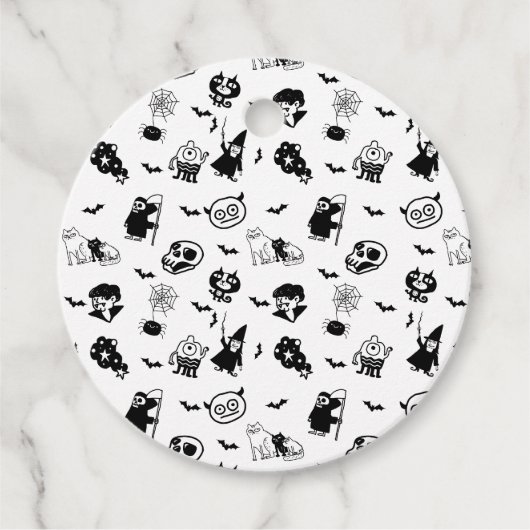 ハロウィン不気味かわいいパターンホリデーホラーブラック フェイバータグ (正面)