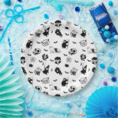 ハロウィン不気味かわいいパターンホリデーホラーブラック ペーパープレート (パーティー)