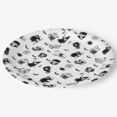 ハロウィン不気味かわいいパターンホリデーホラーブラック ペーパープレート (アングル)