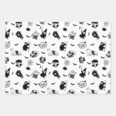 ハロウィン不気味かわいいパターンホリデーホラーブラック ラッピングペーパーシート (正面2)