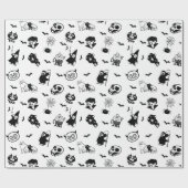 ハロウィン不気味かわいいパターンホリデーホラーブラック ラッピングペーパー (フラット)