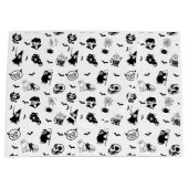 ハロウィン不気味かわいいパターンホリデーホラーブラック ラージペーパーバッグ (正面)