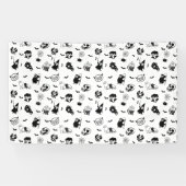 ハロウィン不気味かわいいパターンホリデーホラーブラック 横断幕 (横)