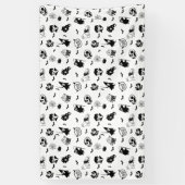 ハロウィン不気味かわいいパターンホリデーホラーブラック 横断幕 (縦)