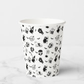ハロウィン不気味かわいいパターンホリデーホラーブラック 紙コップ (裏面)