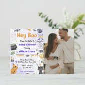 ハロウィン不気味かわいい幽霊ベビーシャワーパーティー 招待状 (スタンド正面)