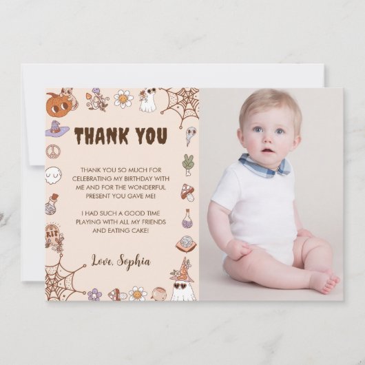 ハロウィン不気味かわいい幽霊写真 サンキューカード (正面)