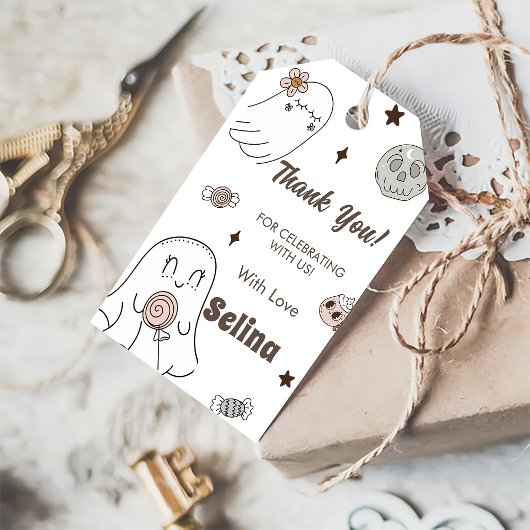 ハロウィン不気味かわいい幽霊誕生日パーティー ギフトタグ