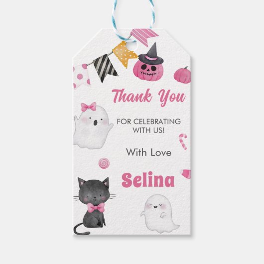 ハロウィン不気味かわいい幽霊誕生日パーティー ギフトタグ (正面)