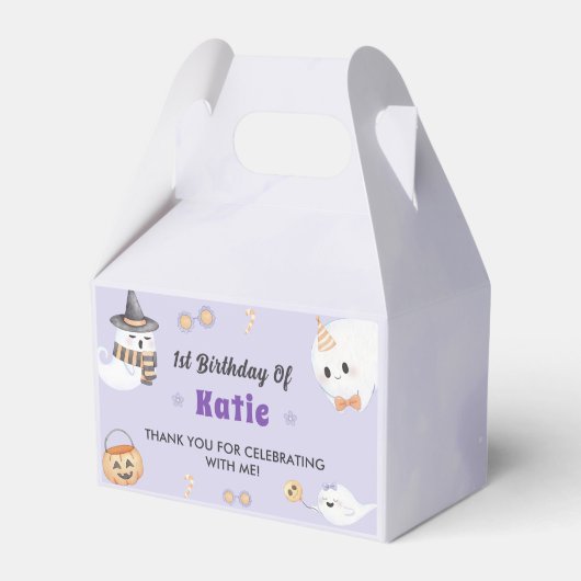 ハロウィン不気味かわいい幽霊誕生日パーティー フェイバーボックス (正面サイド)