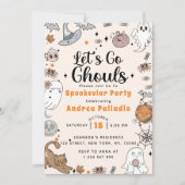 ハロウィン不気味かわいい幽霊誕生日パーティー 招待状 (正面)