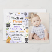 ハロウィン不気味かわいい幽霊3歳の誕生日パーティー 招待状 (正面)