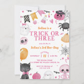 ハロウィン不気味かわいい幽霊3歳の誕生日パーティー 招待状 (正面)