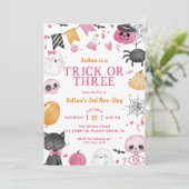 ハロウィン不気味かわいい幽霊3歳の誕生日パーティー 招待状 (スタンド正面)
