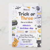 ハロウィン不気味かわいい幽霊3歳の誕生日パーティー 招待状 (正面)