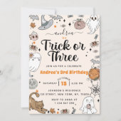 ハロウィン不気味かわいい幽霊3歳の誕生日パーティー 招待状 (正面)