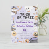 ハロウィン不気味かわいい幽霊3歳の誕生日 招待状 (スタンド正面)