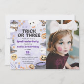 ハロウィン不気味かわいい幽霊3rd誕生日フォト 招待状 (正面)