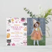 ハロウィン不気味かわいい幽霊3rd誕生日フォト 招待状 (スタンド正面)