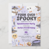 ハロウィン不気味かわいい幽霊4歳の誕生日 招待状 (正面)