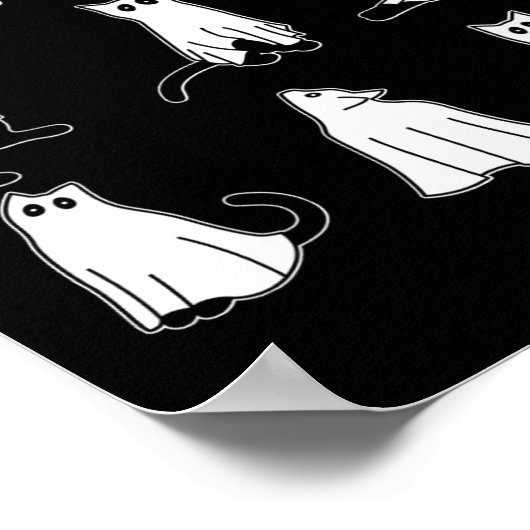 ハロウィン不気味かわいい黒猫子猫幽霊たち秋 ポスター (角)