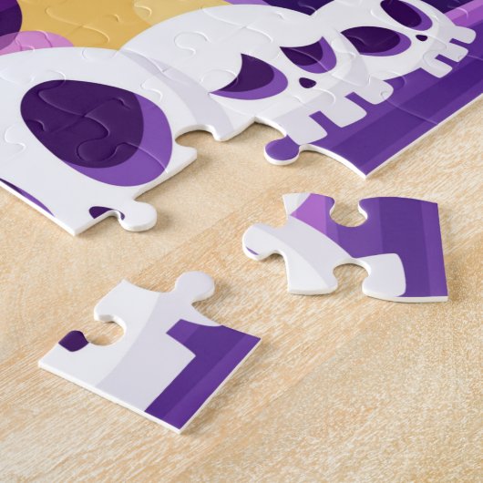 ハロウィン不気味こうもり猫スカルキッズパズル ジグソーパズル (側面)