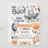 ハロウィン不気味こうもり誕生日招待状 招待状 (正面)