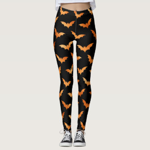 ハロウィン不気味こうもり飾り模様 レギンス
