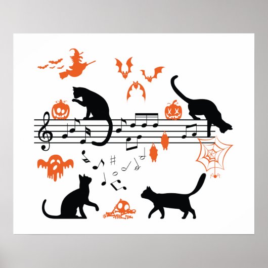 ハロウィン不気味と怖い猫の音楽遊ノート ポスター (正面)