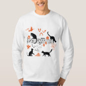 ハロウィン不気味と怖い猫の音楽遊ノート Tシャツ (正面)