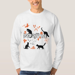 ハロウィン不気味と怖い猫の音楽遊ノート Tシャツ