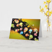 ハロウィン不気味なカード、スカル、おもしろいな花- カード (黄色い花)