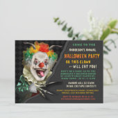 ハロウィン不気味なピエロおもしろい大人の怖いパーティー 招待状 (スタンド正面)