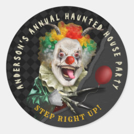 ハロウィン不気味なピエロ大人ホラーサーカスパーティー ラウンドシール