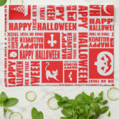 ハロウィン不気味のお洒落可愛い赤い柄 キッチンタオル (折り畳み)