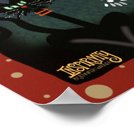 ハロウィン不気味のかわいいスケルトンキャットモンスター ポスター (角)