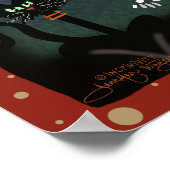 ハロウィン不気味のかわいいパーソナライズされた骨格猫 ポスター (角)