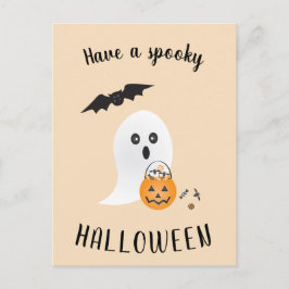 ハロウィン不気味のかわいい幽霊のトリックまたはブーの治療 ポストカード