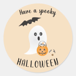 ハロウィン不気味のかわいい幽霊のトリックまたはブーの治療 ラウンドシール