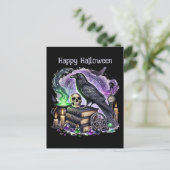ハロウィン不気味のカスタマイズ可能なカラス シーズンポストカード (スタンド正面)