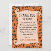 ハロウィン不気味のジェンダーの暴露をトリックと治療する サンキューカード (正面)