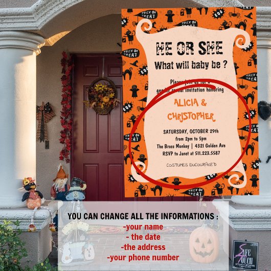 ハロウィン不気味のジェンダーの暴露をトリックと治療する 招待状